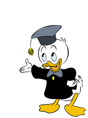 Donald Ducks Neffe in Schuluniform