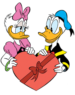 Daisy Duck und Donald Donald schauen sich verliebt an