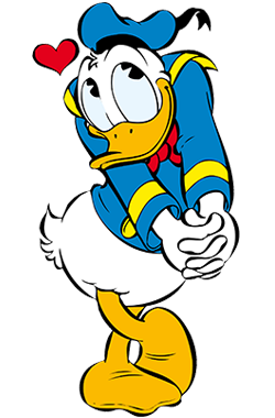 Donald Duck schaut schüchtern verliebt