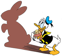 Donald Duck mit Osterhasen-Schatten