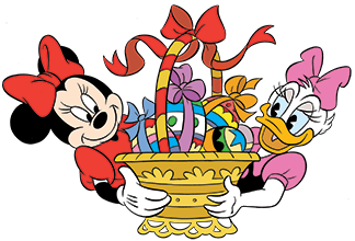 Minnie Maus und Daisy Duck mit Osterkorb