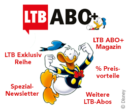 Springender Donald Duck mit Auflistung der ABO+ Vorteilen